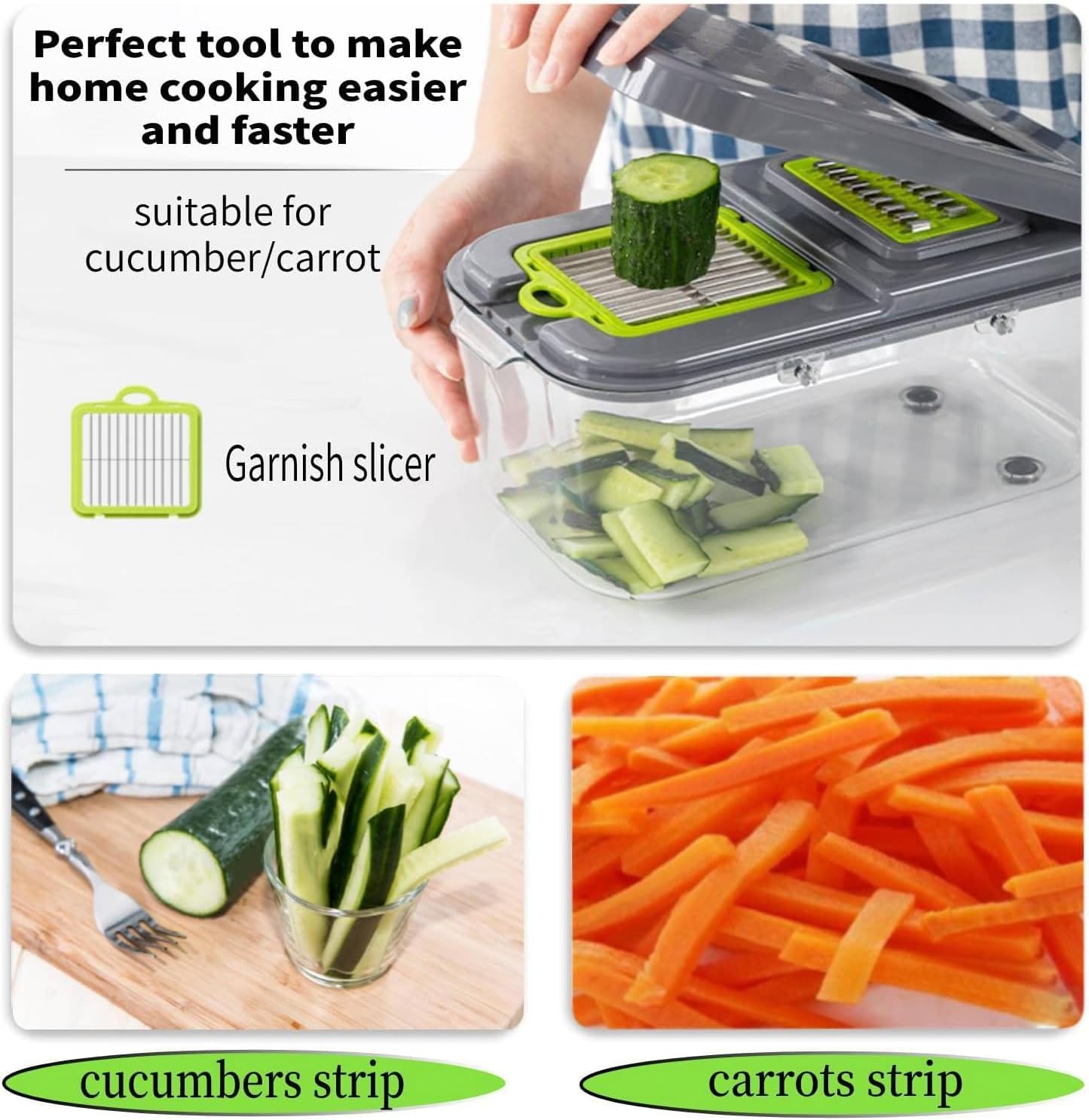 Miibox Vegetable Chopper with Container 22-in-1 Veggie Choppers and Dicers Food Chopper Cutter for Onion Tomato Multi Kitchen Tool with Lemon Squeezer -13 Blades,Grey