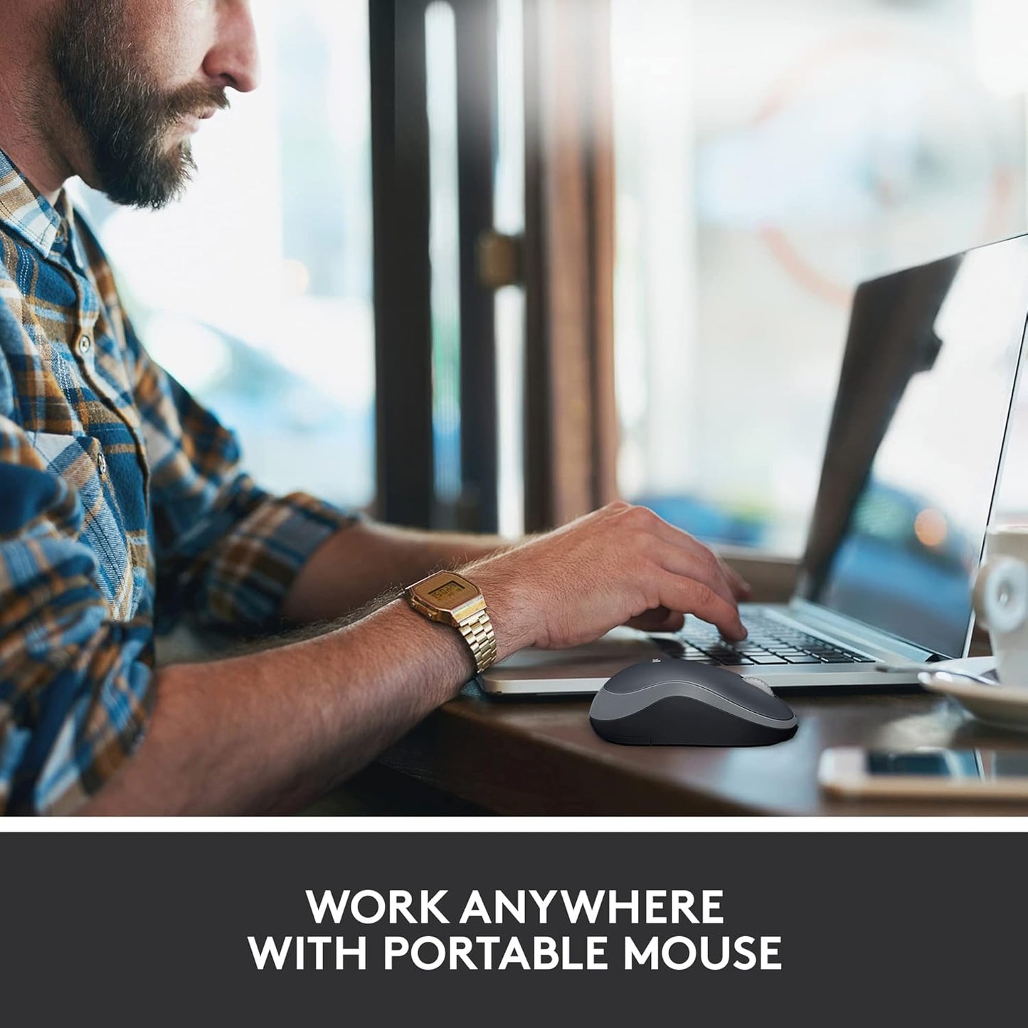 Logitech M185 Wireless Mouse, 2.4GHz with USB Mini Receiver, 12-Month Battery Life, 1000 DPI Optical Tracking, Ambidextrous PC/Mac/Laptop - Swift Grey