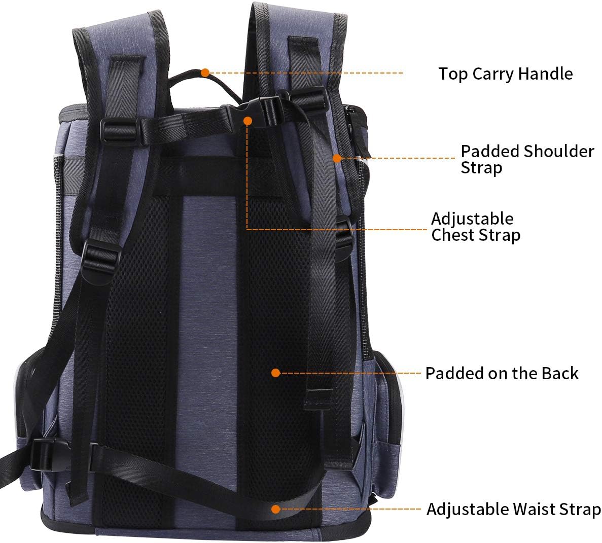 morpilot Cat Carrier Backpack, Foldable Pet Carrier Backpack for Cats and Small Dogs, Dog Backpack Carrier with Ventilated Design Inner Safety Strap, Puppy Carrier Bag for Travel Camping Hiking blue