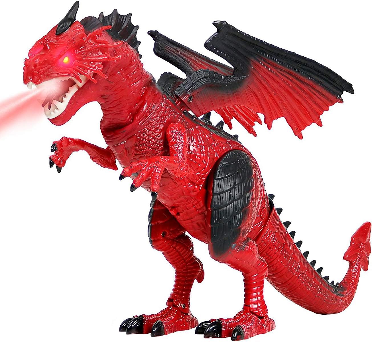 Liberty Imports Dino Planet Battery Operated Walking Fire Dragon Toy with Shaking Head, Light Up Eyes and Sounds (Walking Dragon)