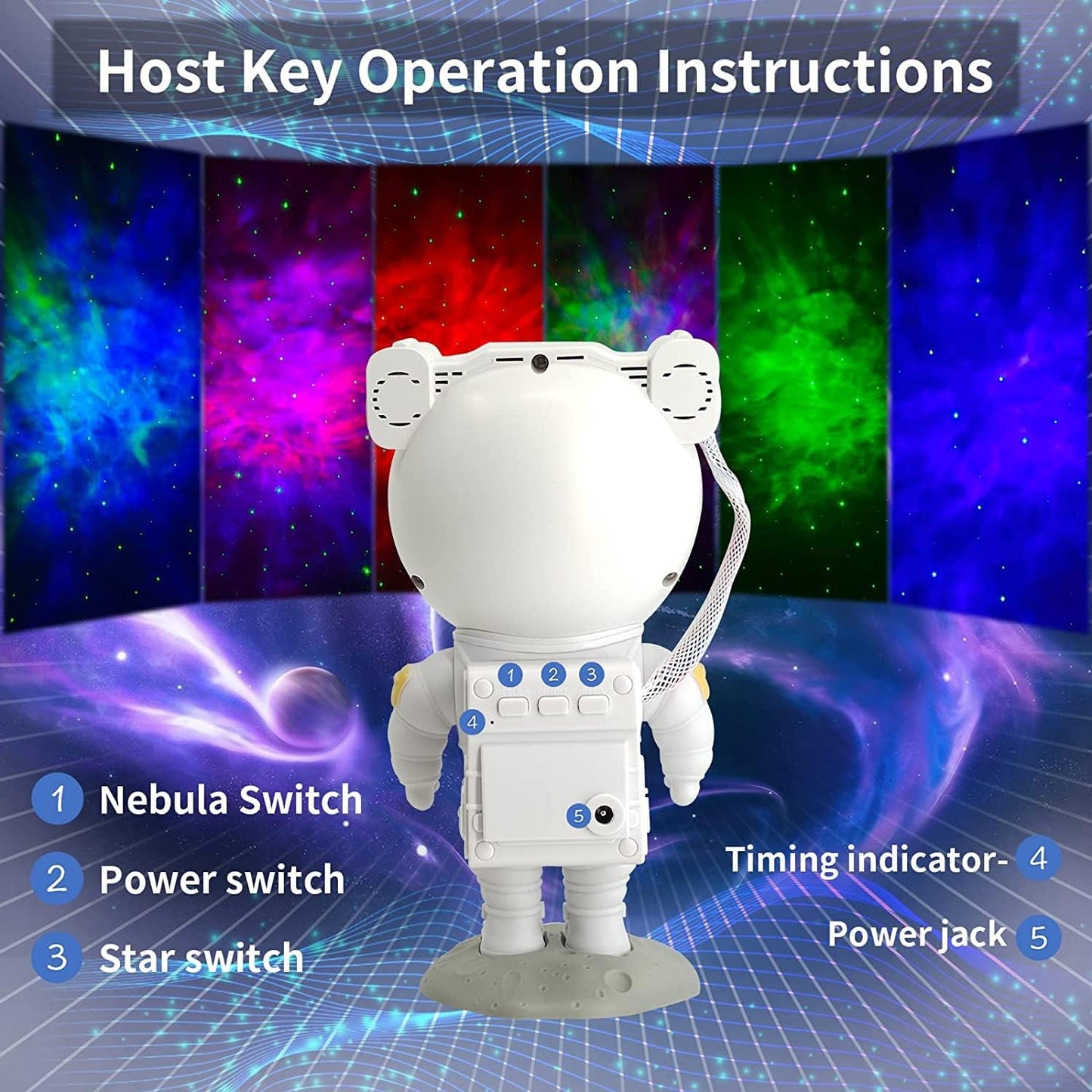 Astronaut Galaxy Projector for Bedroom, 360°Adjustable Star Projector with Timer Remote Control, Space Buddy Spaceman Night Light Lamp, Sky Light Projecter for Gifts Gaming Party Home Décor