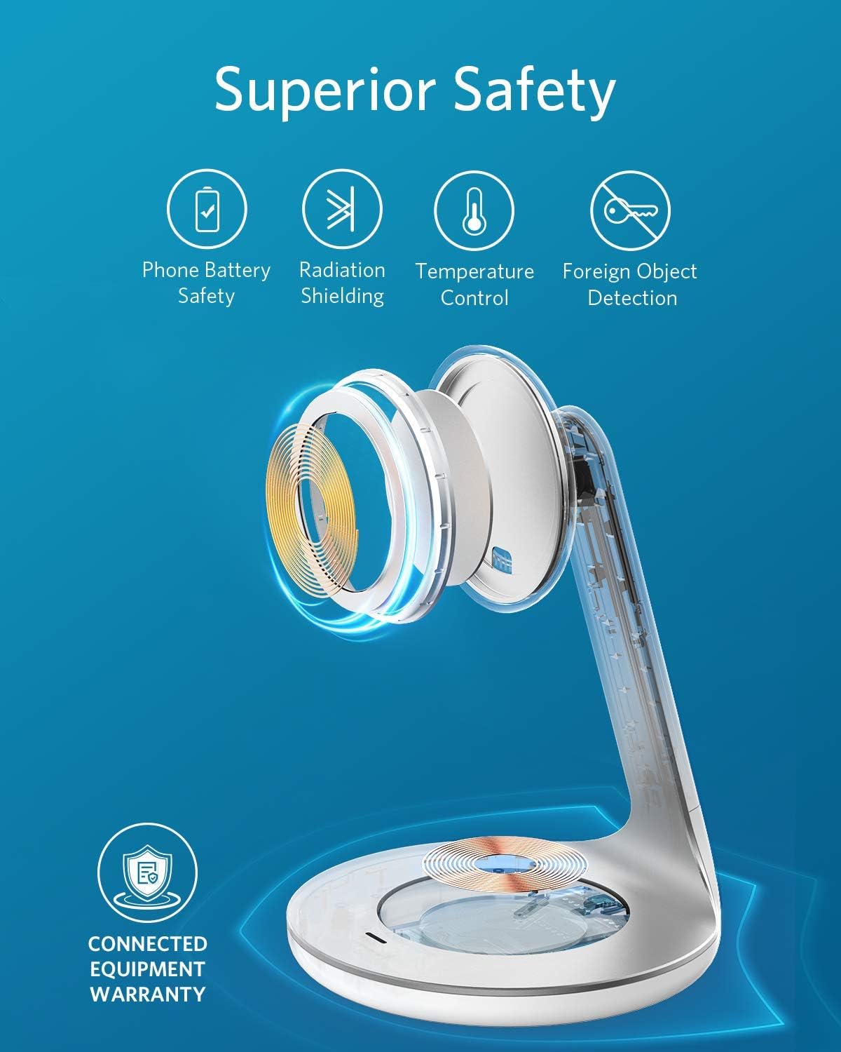 Anker Wireless Charger, PowerWave Magnetic 2-in-1 Stand with 4 ft USB-C Cable, Wireless Charging Station Only for iPhone 14/14 Pro/14 Pro Max/13/13 Pro Max/AirPods Pro (No AC Adapter)
