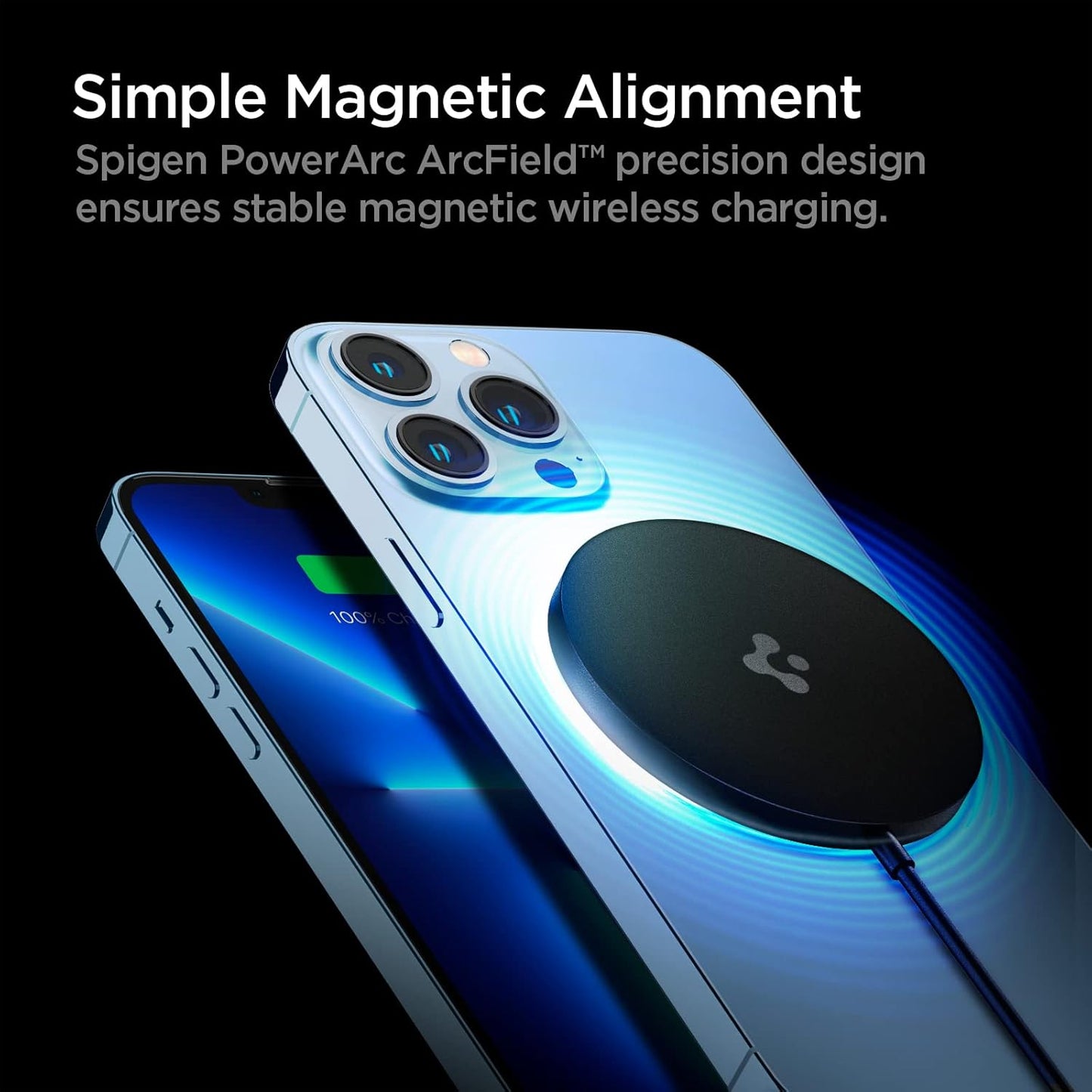 Spigen ArcField for MagSafe Charger, Magnetic Wireless Charger for iPhone 16e 16 Pro Max Plus iPhone 15 14 13 Plus Pro Max Fast Wireless Charging Pad Compatible with iPhone 12 Mini AirPods 3 2nd