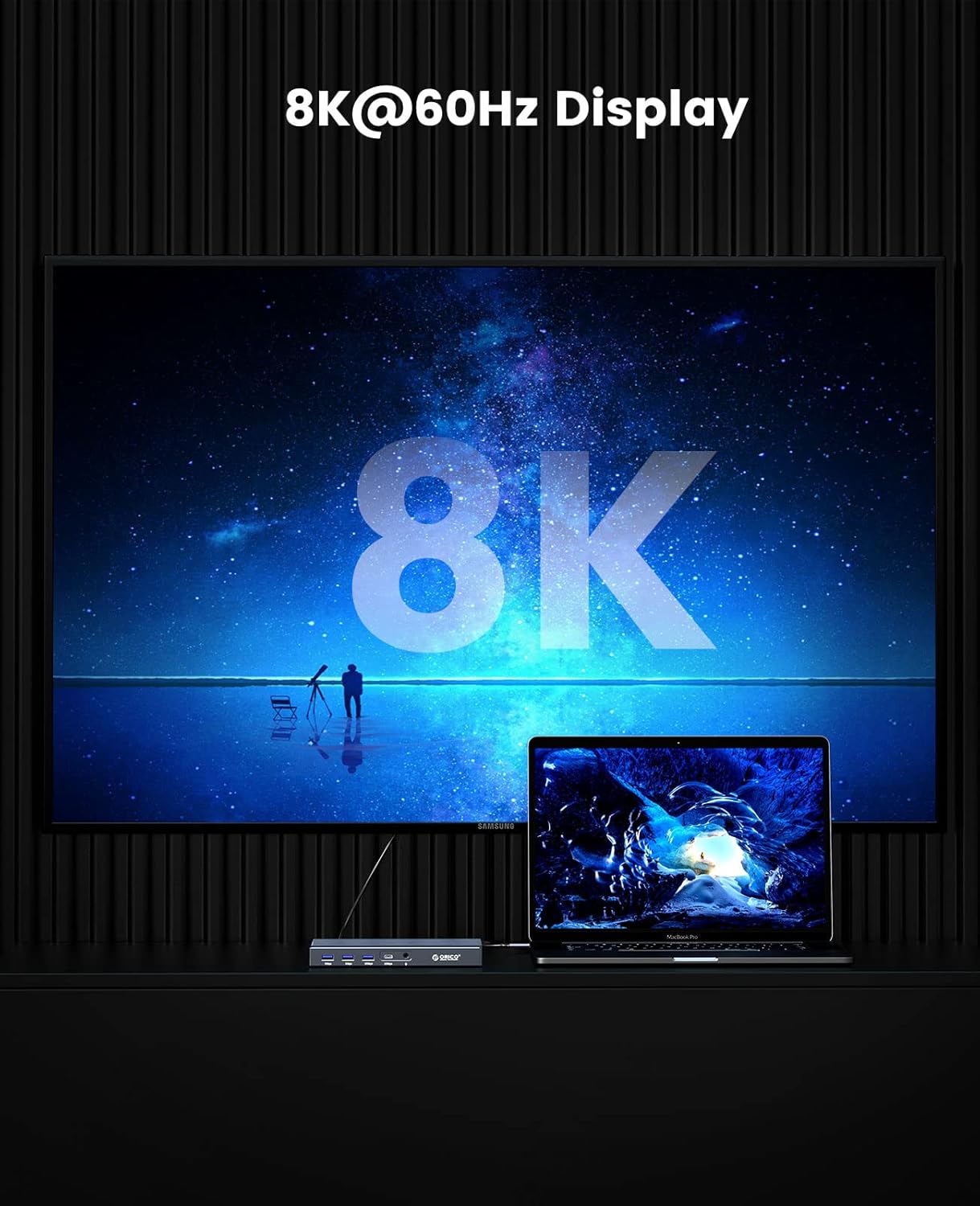 Thunderbolt 3 Dock 9-in-1 Dual M.2 NVMe/NGFF Enclosure, ORICO USB C Docking Station 40Gbps, 8K@60Hz Display or 4K@60Hz Dual Display, 60W Charging Power for Laptop, 15W for Smartphone, Daisychain.