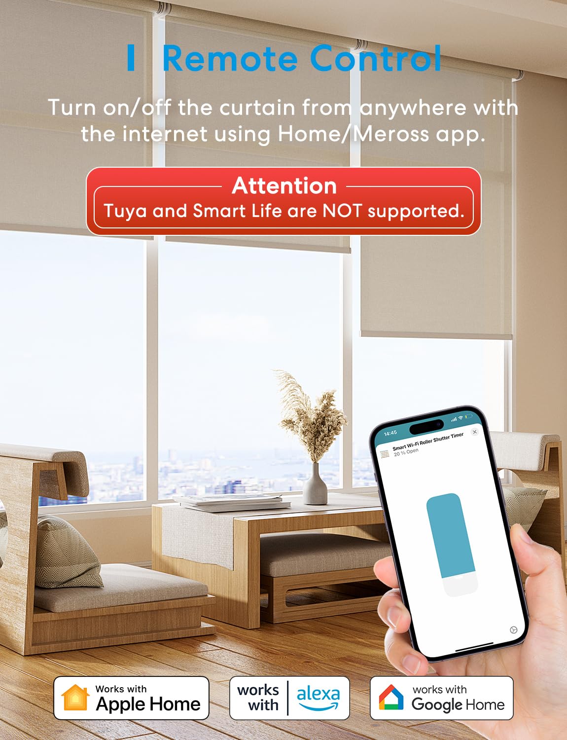 Smart Roller Shutter Switch (NEUTRAL WIRE REQUIRED), Curtain Switch Compatible with HomeKit, Alexa and Google Home, Percent Control, Voice Control and Remote Control Visit the meross Store