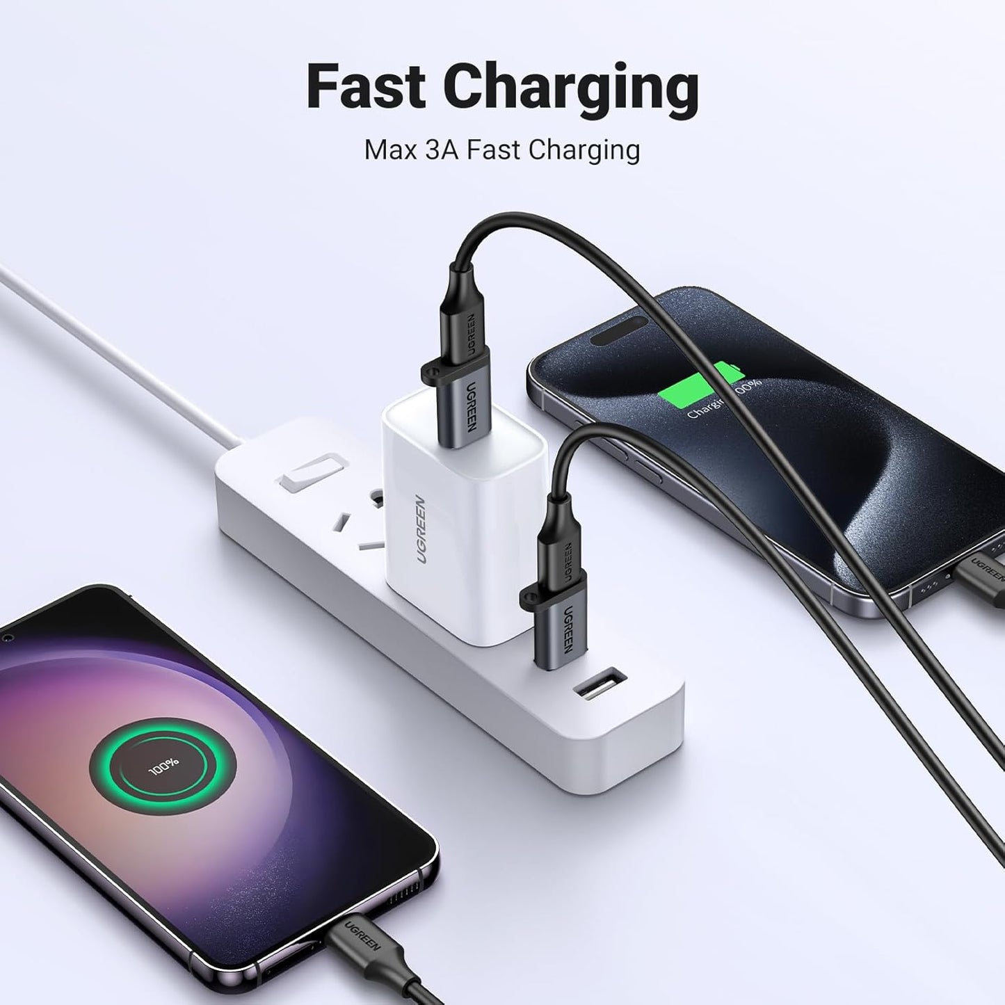 UGREEN USB to USB C Adapter, 10Gbps USB Male to Type C Female Adaptor, USB 3.2 Gen 1 Fast Charging Compatible with iPhone 16 15 Pro Max iPad Galaxy S23 Series Laptops Pixel 6 (Black)