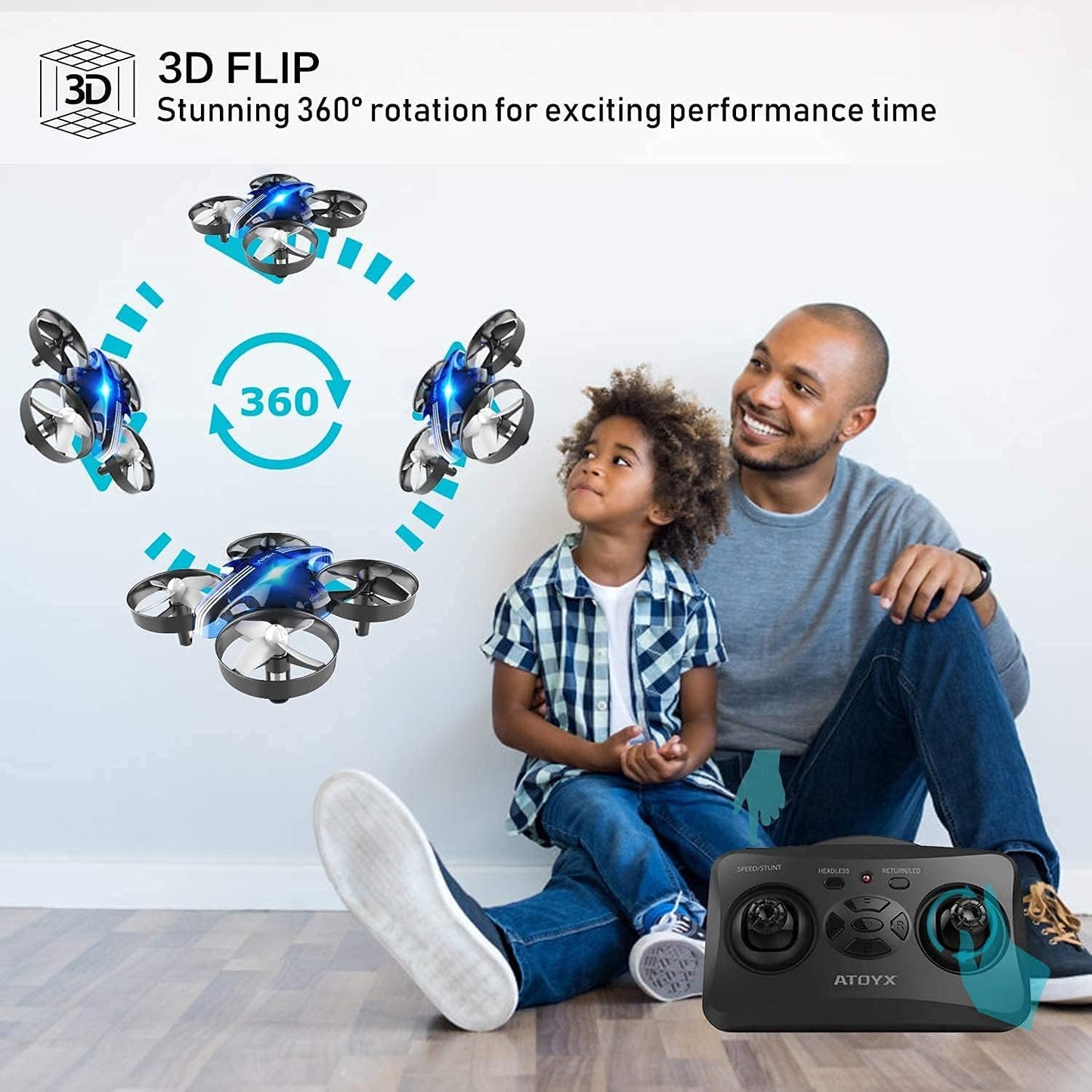 Mini Drone for Kids & Beginners, Indoor Portable Hand Operated/RC Nano Helicopter Quadcopter with Auto Hovering, Headless Mode & Remote Control, Children's Day Gift for Boys and Girls -Blue