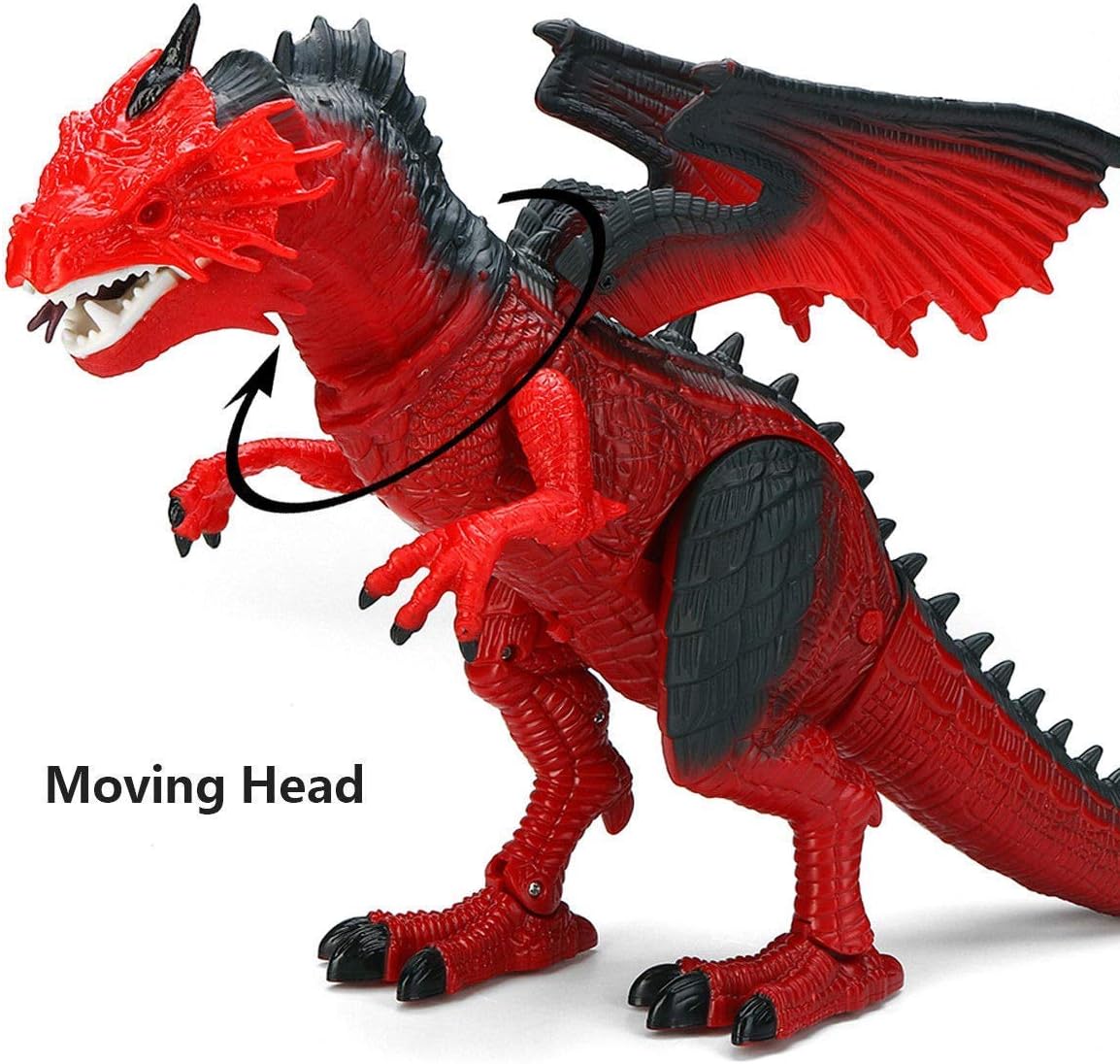 Liberty Imports Dino Planet Battery Operated Walking Fire Dragon Toy with Shaking Head, Light Up Eyes and Sounds (Walking Dragon)