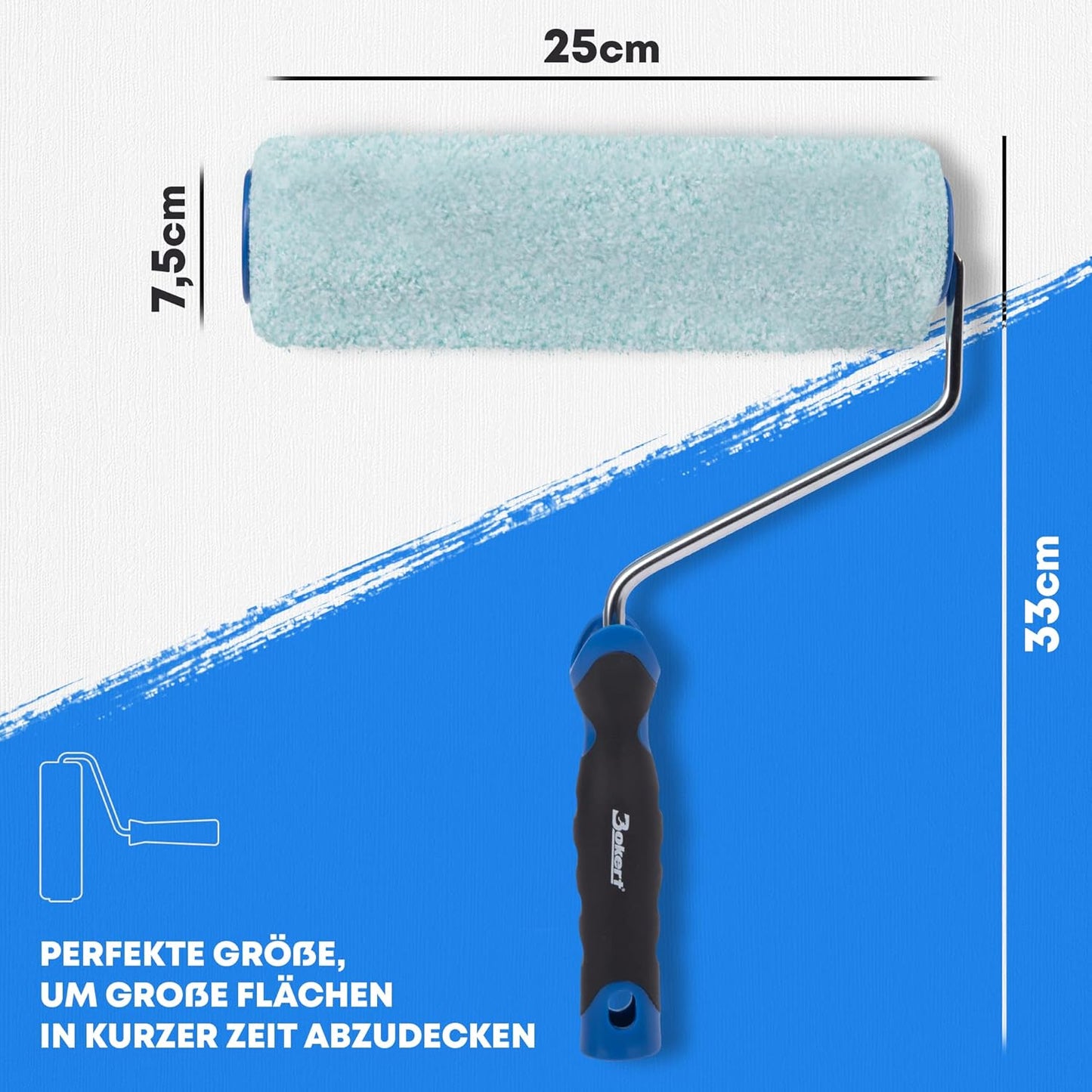 BOKERT Paint Roller - for Perfect Paint Application - with 25 cm Microfibre Paint Roller - for Walls and Ceilings - Pile Height 15 mm (25 cm / Pile Height 15 mm)