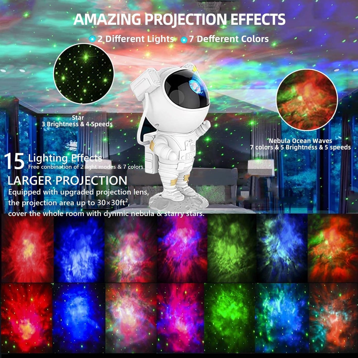Astronaut Galaxy Projector for Bedroom, 360°Adjustable Star Projector with Timer Remote Control, Space Buddy Spaceman Night Light Lamp, Sky Light Projecter for Gifts Gaming Party Home Décor