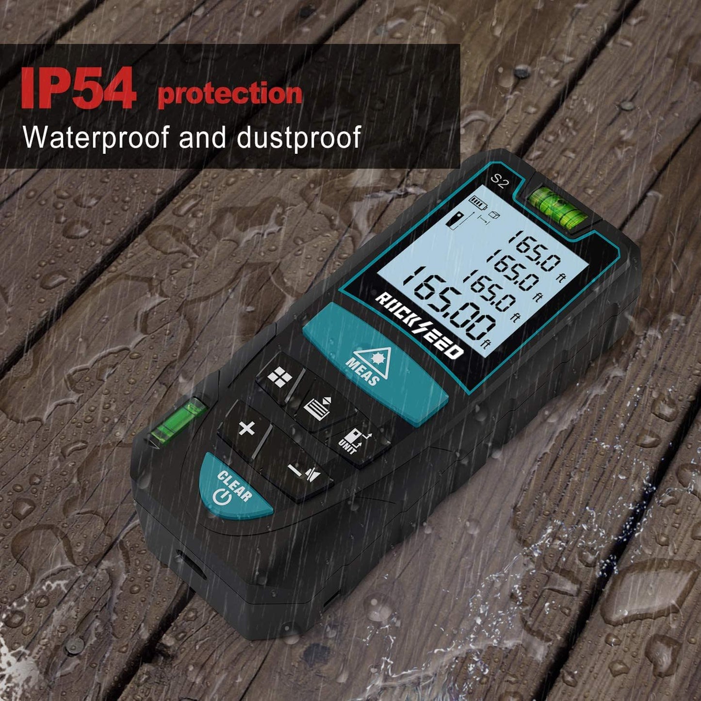 Laser Measure 50M/165ft,RockSeed Digital Laser Distance Meter with 2 Bubble Levels,Portable M/in/Ft Unit Switching Backlit LCD and Measuring...