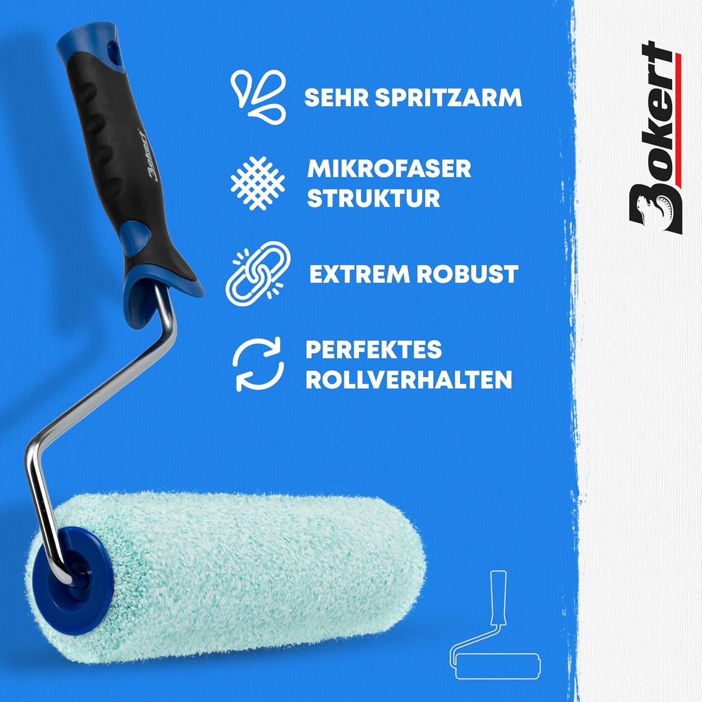 BOKERT Paint Roller - for Perfect Paint Application - with 25 cm Microfibre Paint Roller - for Walls and Ceilings - Pile Height 15 mm (25 cm / Pile Height 15 mm)