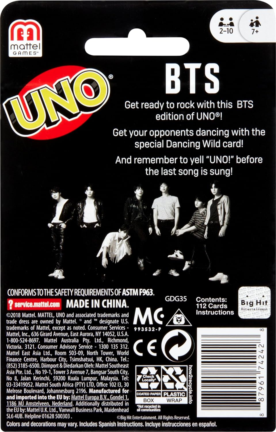 UNO GDG35 BTS Card Game for 7-Year-Olds and Up with 112 Cards