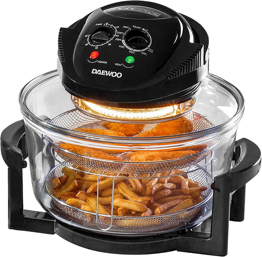 Daewoo Deluxe 17L 1300W Halogen Air Fryer with an Extension Ring- 60min Timer with Self-Cleaning Function, Adjustable Temperature Control and 7 Accessories Included - Black Visit the Daewoo Store