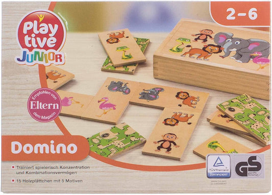 Playtive Junior Wooden Toy Domino Playful Concentration and Combination Capacity Training