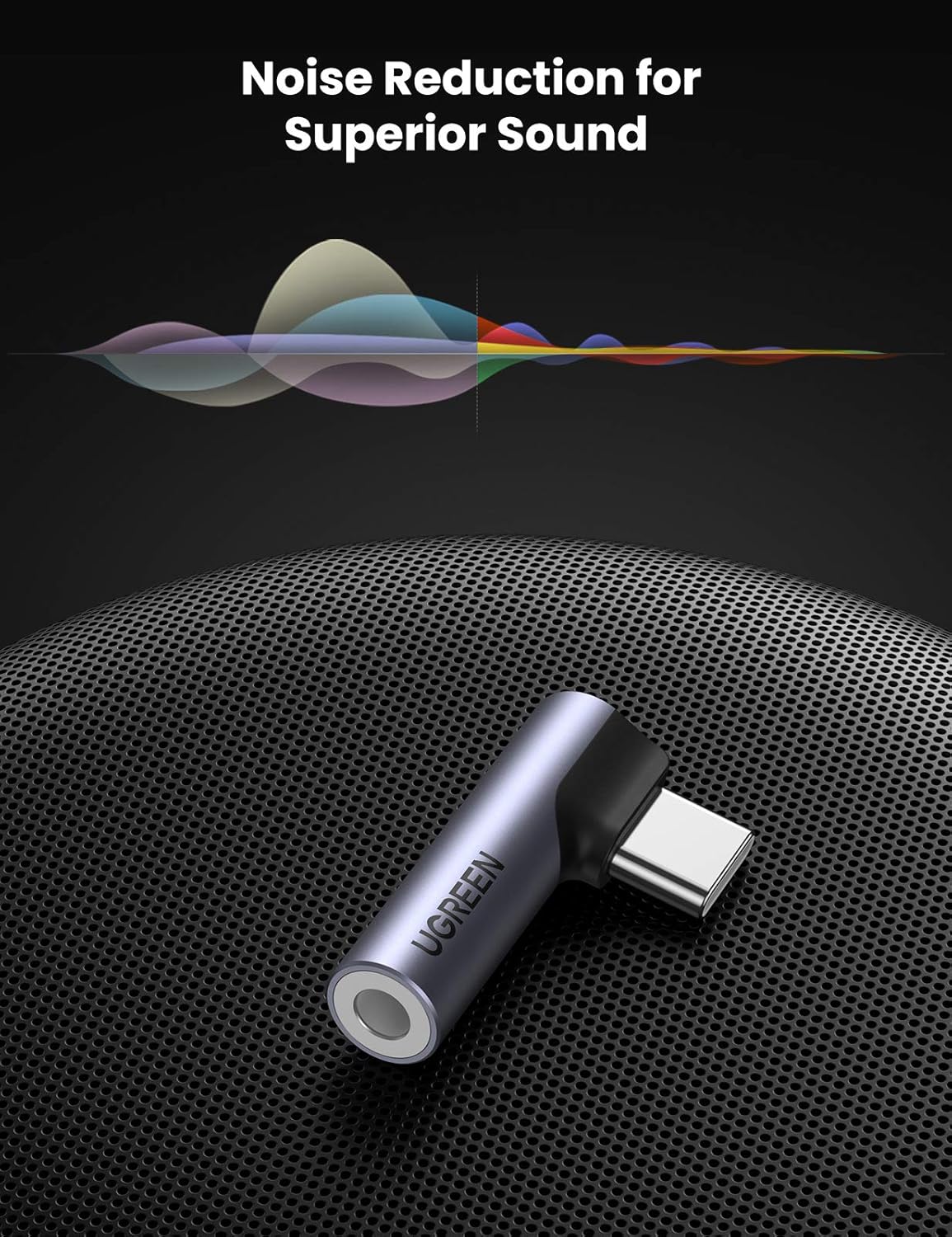 UGREEN USB C to 3.5mm Adapter Hi-Fi Stereo Type C Aux Jack Headphone Angled Car Audio Dongle Compatible with Huawei P40 P30, Nord 2 10 9 Pro 8T 7T 7Pro 6T, Mi 11 10,Find X5 X3 Reno4
