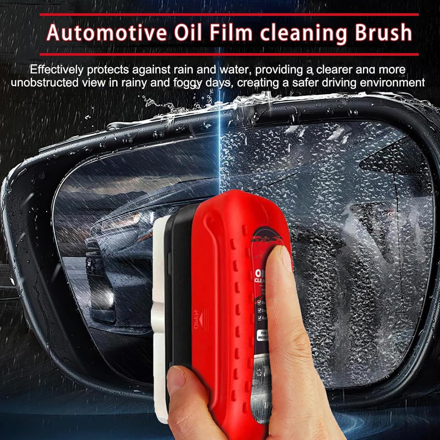 Automotive Oil Film Cleaning Brush, Reusable Oil Film Cleaning Brush, One-Piece Automotive Oil Cleaning Brush, Rain and Fog Proof Glass Cleaning Board, 120ml Capacity (1Pc)