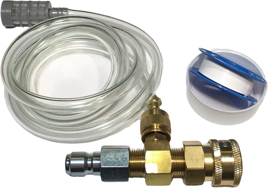 Pressure Washer Chemical Detergent Soap Kit Adjustable Down Stream in Line Injector 5-8 GPM 2.3 Orifice 3/8 Inch NPT Threaded