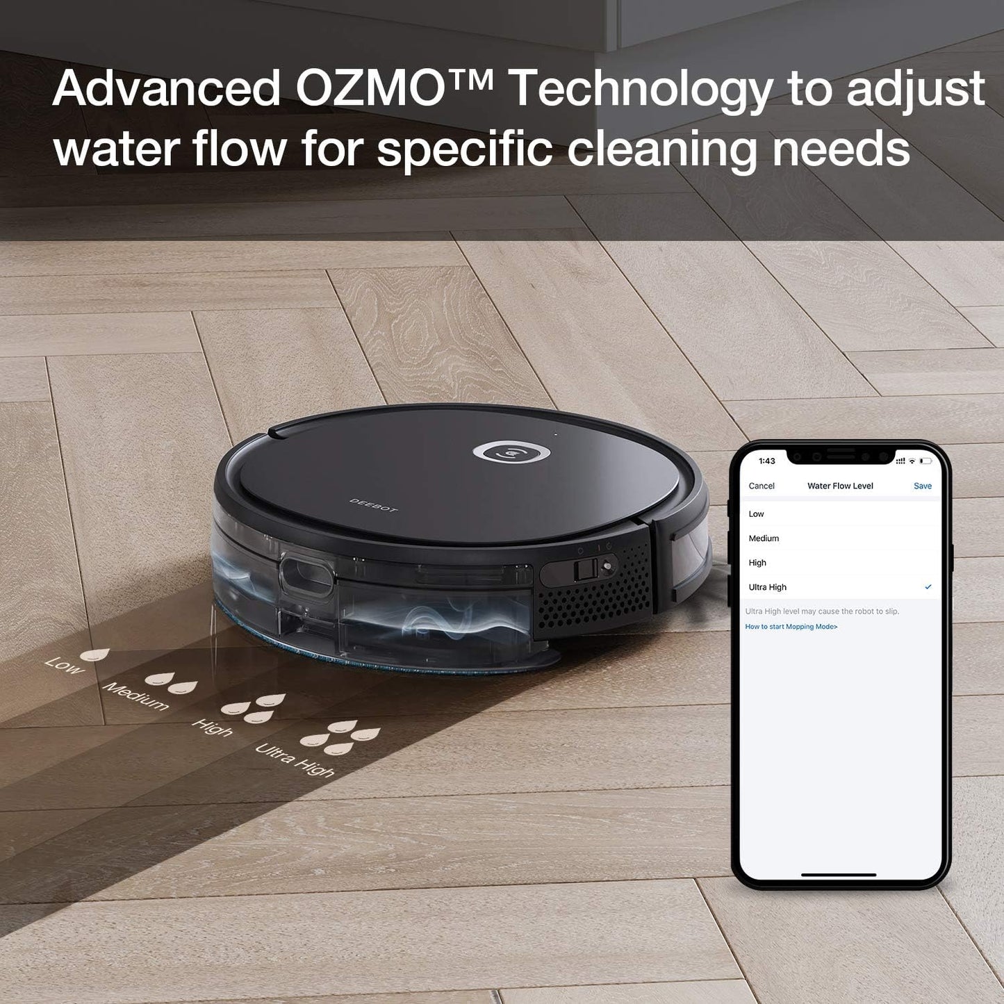 ECOVACS DEEBOT OZMO U2 Pro Robot Vacuum Cleaner 2 in1 Vacuum and Mop, Extra Pet Care Kit 800ml Large Dustbin & Tangle-Free Brush, Ideal for Pet Hair, No-Go Zones, 2.5Hrs Run Time, Voice/App Control