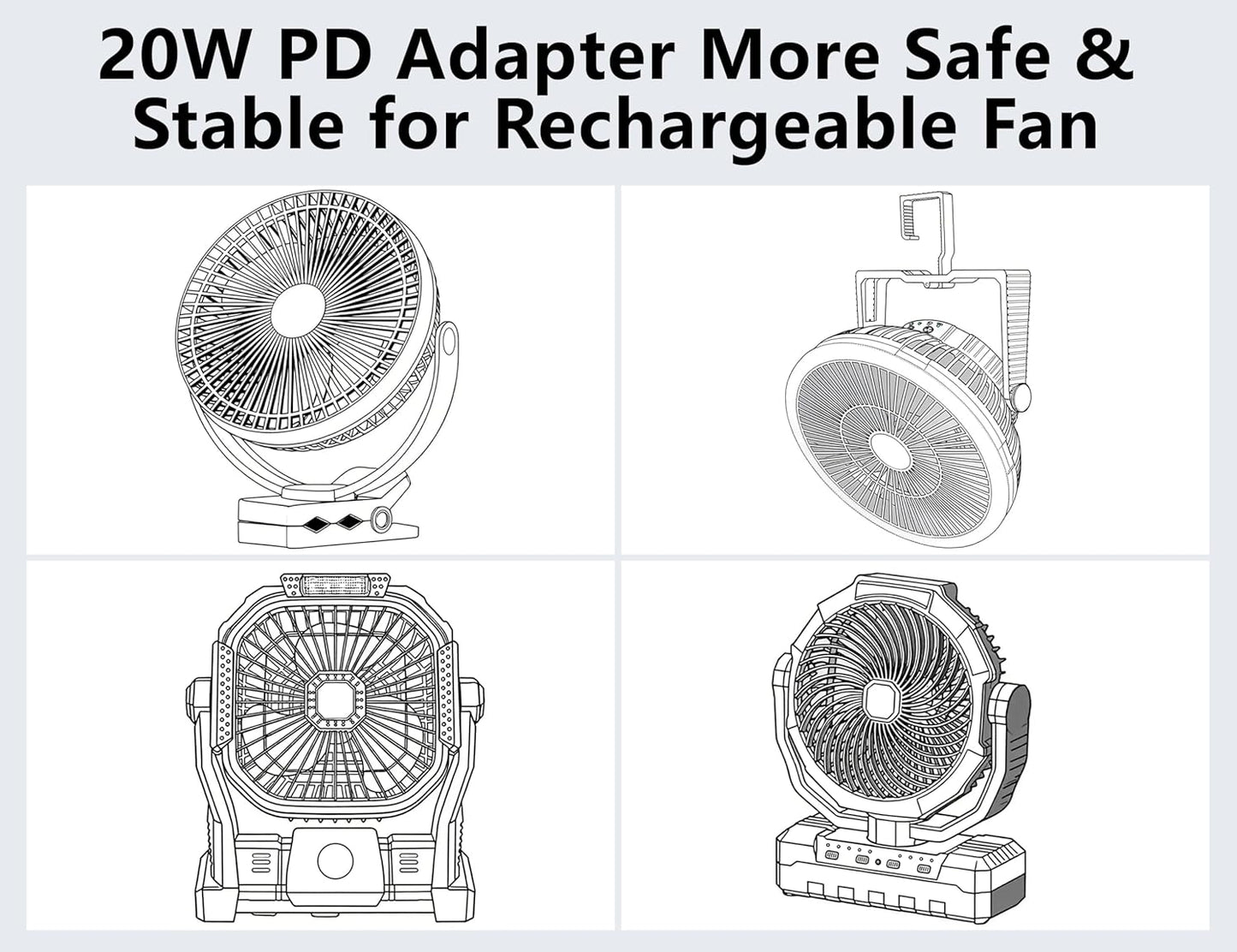 20W USB C Charger Block Compatible KITWLEMEN, ONLYNEW Rechargeable Camping Fan, Amacool Stroller Fan, VENTY Portable Fan, 5V/3A Charging Adapter, 3.3FT Fast Type-C Charger Cable