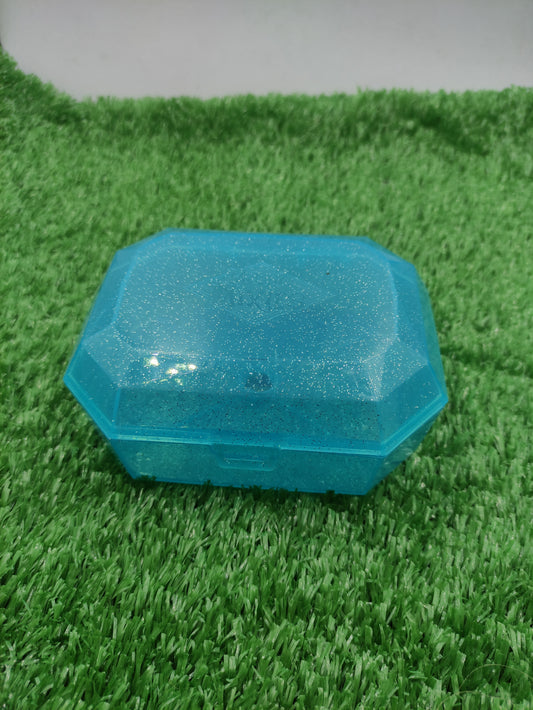 GLITTERY BLUE PLASTIC OR RESIN BOX