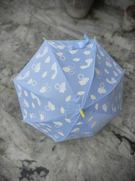 FLOSS AND ROCK RAINDROPS CLOUDS COLOURS CHANGING UMBRELLA