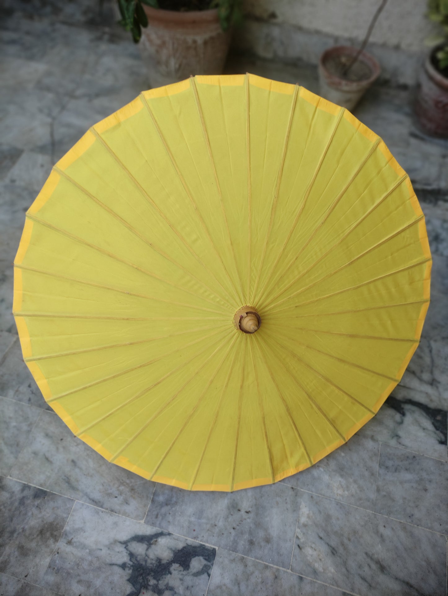 YELLOW AEAOA PLAIN BLAMBOO CLOTH PARASOL UMBRELLA