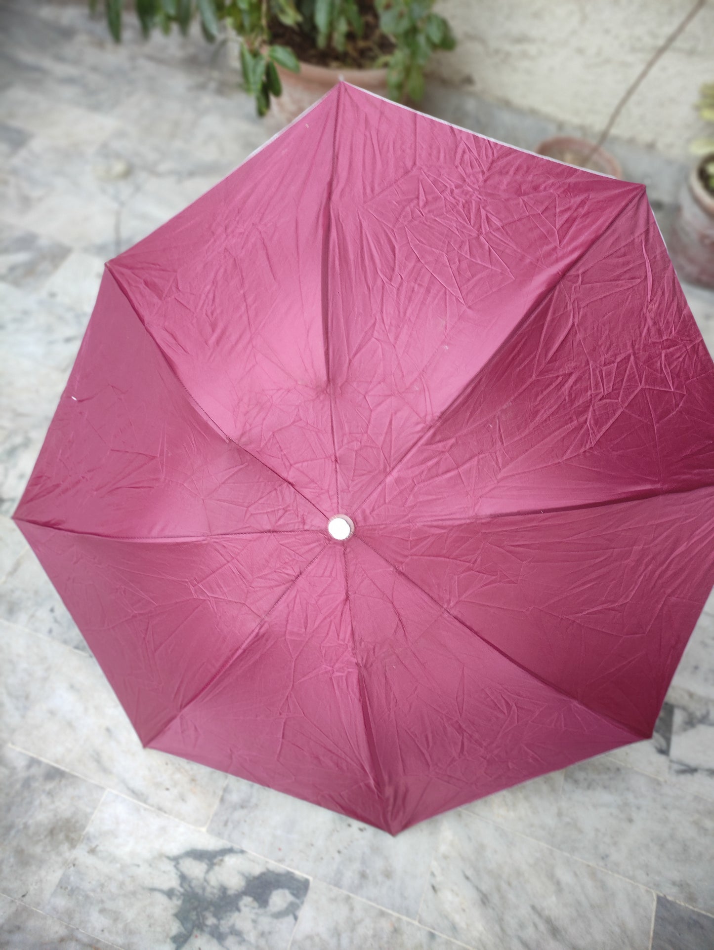 CHRISTIAN DIOR RUBY RED LOGO COMPACT TRAVEL UMBRELLA