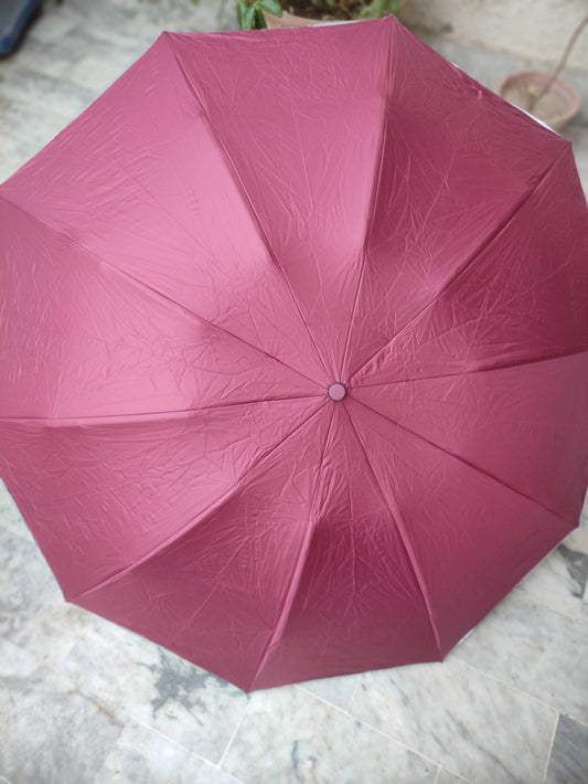 BURGUNDY FOLDING TRAVEL UMBRELLA