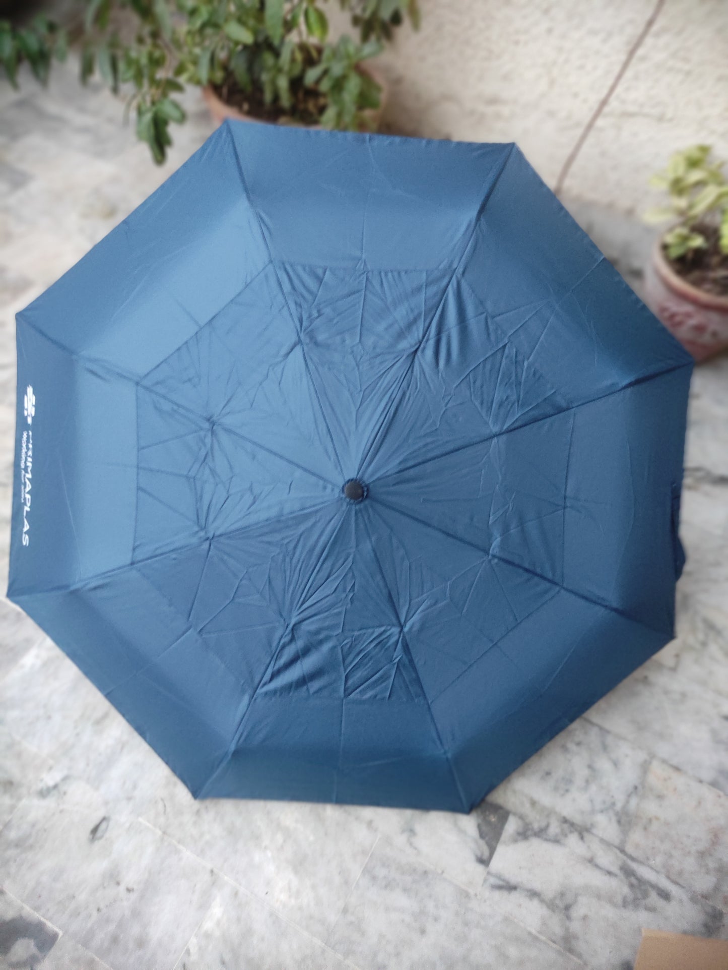 BLUE MAPLAS AUTOMATIC FOLDABLE TRAVEL UMBRELLA