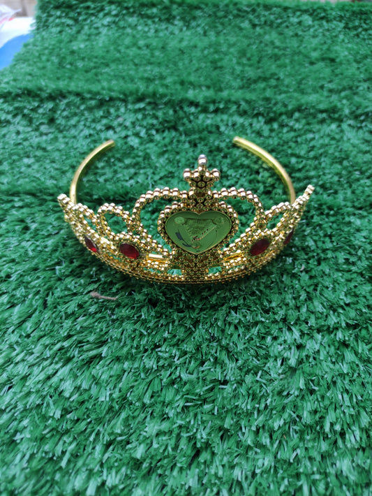 GOLD TONED PLASTIC PRINCESS CROWN TIARA