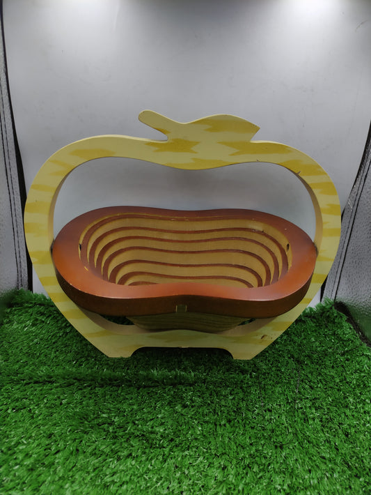 COLLAPSIBLE WOODEN APPLE SHAPED FRUIT BASKET