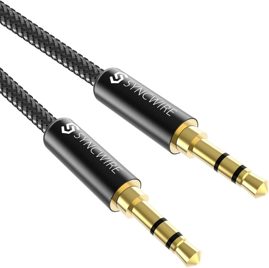 Syncwire Long Aux Cable 6.5Ft- Auxiliary Audio Cable for Headphones, Car, Home Stereos, iPhone/Ipad iPod/Echo Dot, Galaxy S8/ Galaxy Note 8/ Smartphones & More - Black